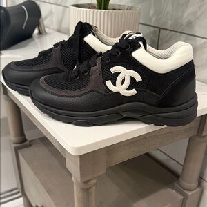 CHANEL Black and White Sneakers